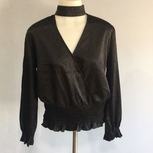 Wrap front top with zebra pattern